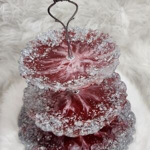Elegant Red and Silver Tiered Serveware